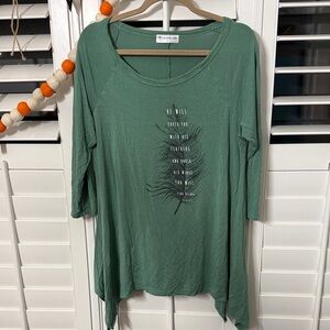 Green Feather Print Tunic